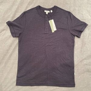 Frank & Oak Men's Navy Short Sleeve Henley
